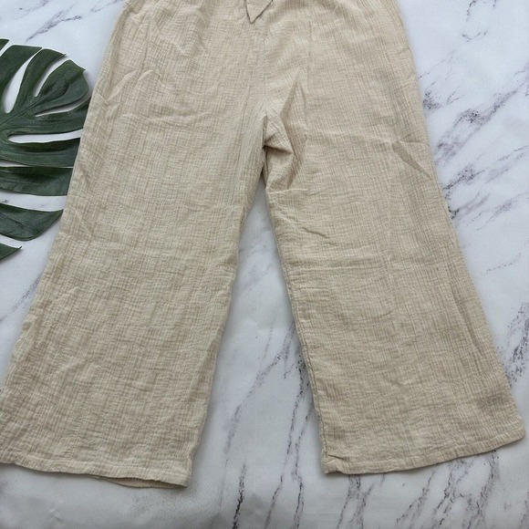 GParrish x Roolee Womens Wide Leg Jumpsuit Size M Cream Wrap Top Textured - Picture 10 of 10